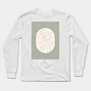 Minimal Woman Portrait 3 Long Sleeve T-Shirt